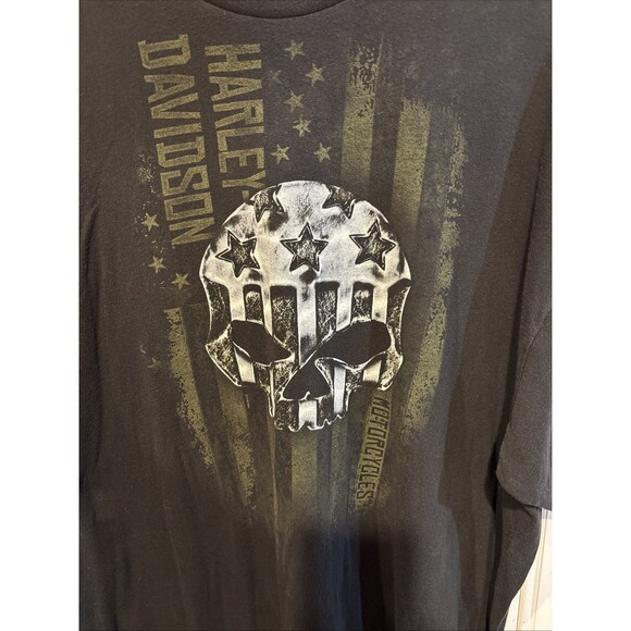 Harley-DavidsonHD  Mens 3XL XXXL Black T-Shirt Patriotic Skull & Flag Delaware - Picture 2 of 10